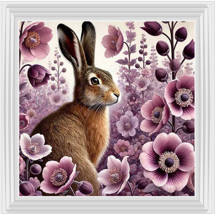 AN2272 Pink Flowers Bunny Facing Right