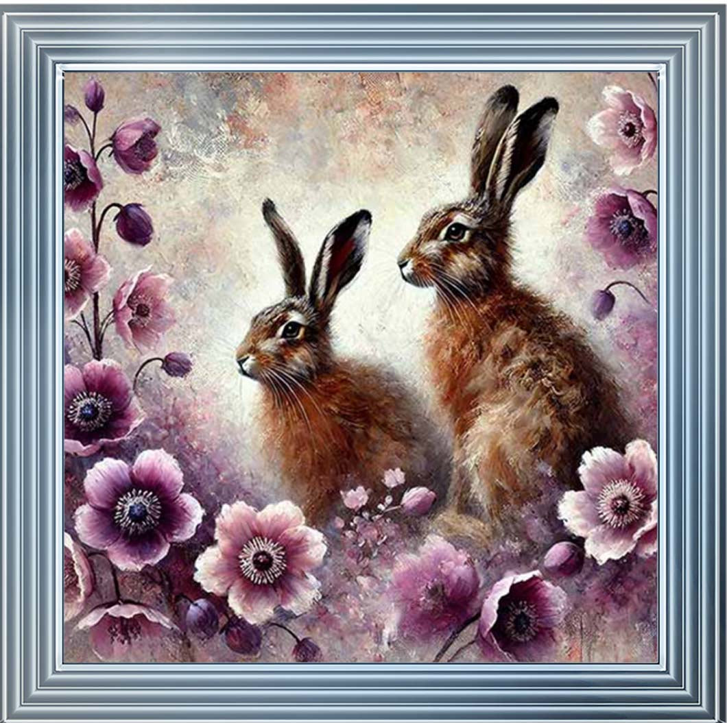 AN2277 Twin Bunny Pink Flowers