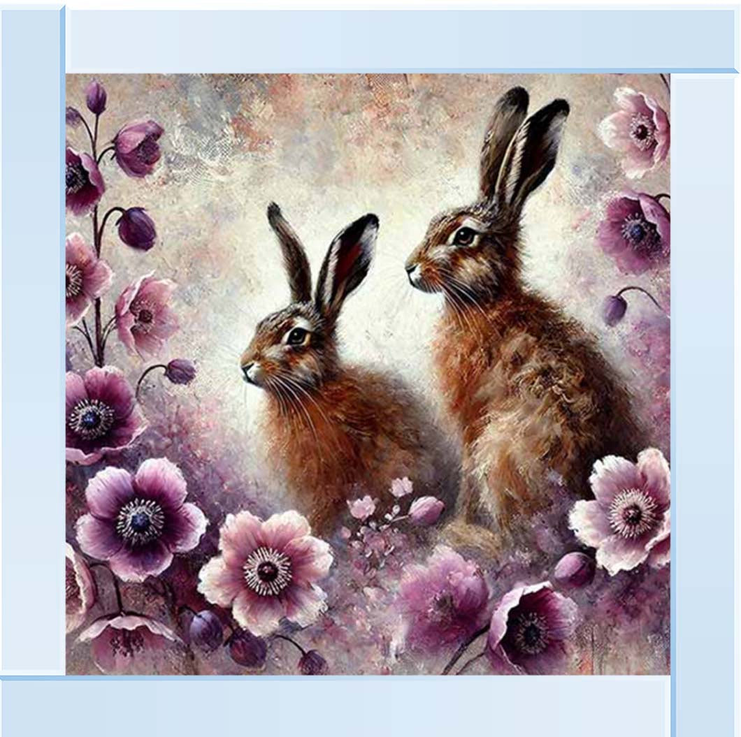 AN2277 Twin Bunny Pink Flowers