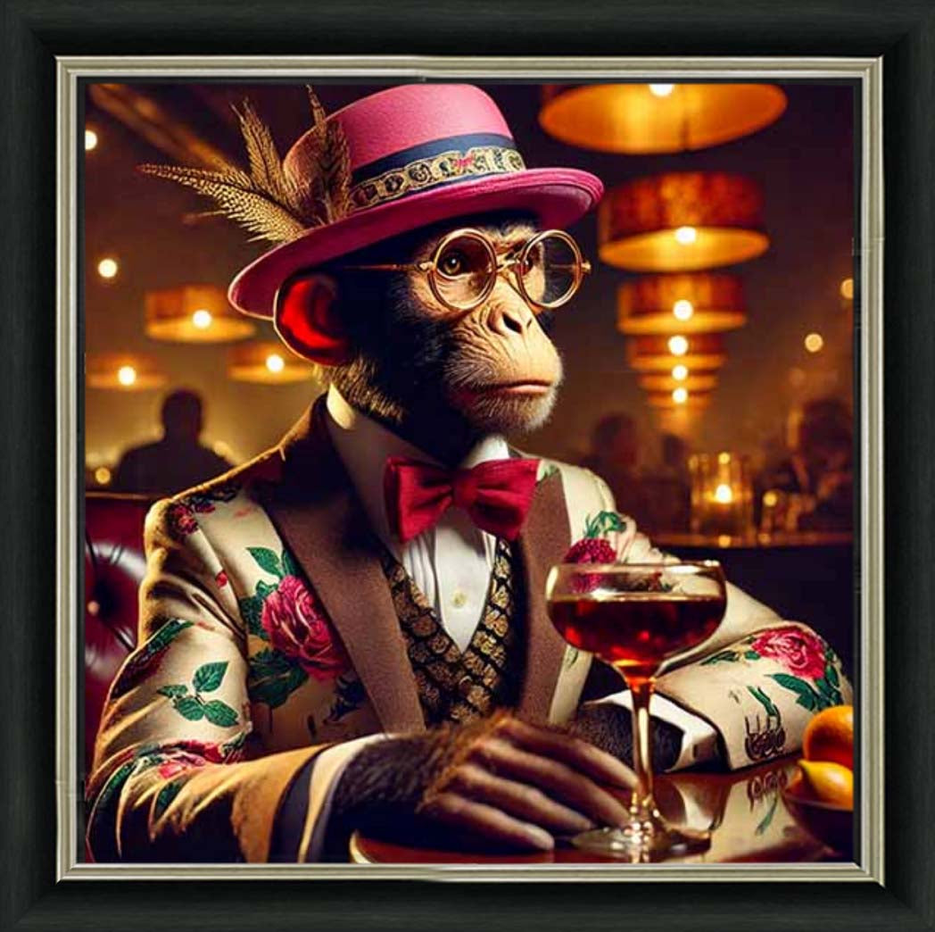 AN2324 Chimpanzee Drinking Wine