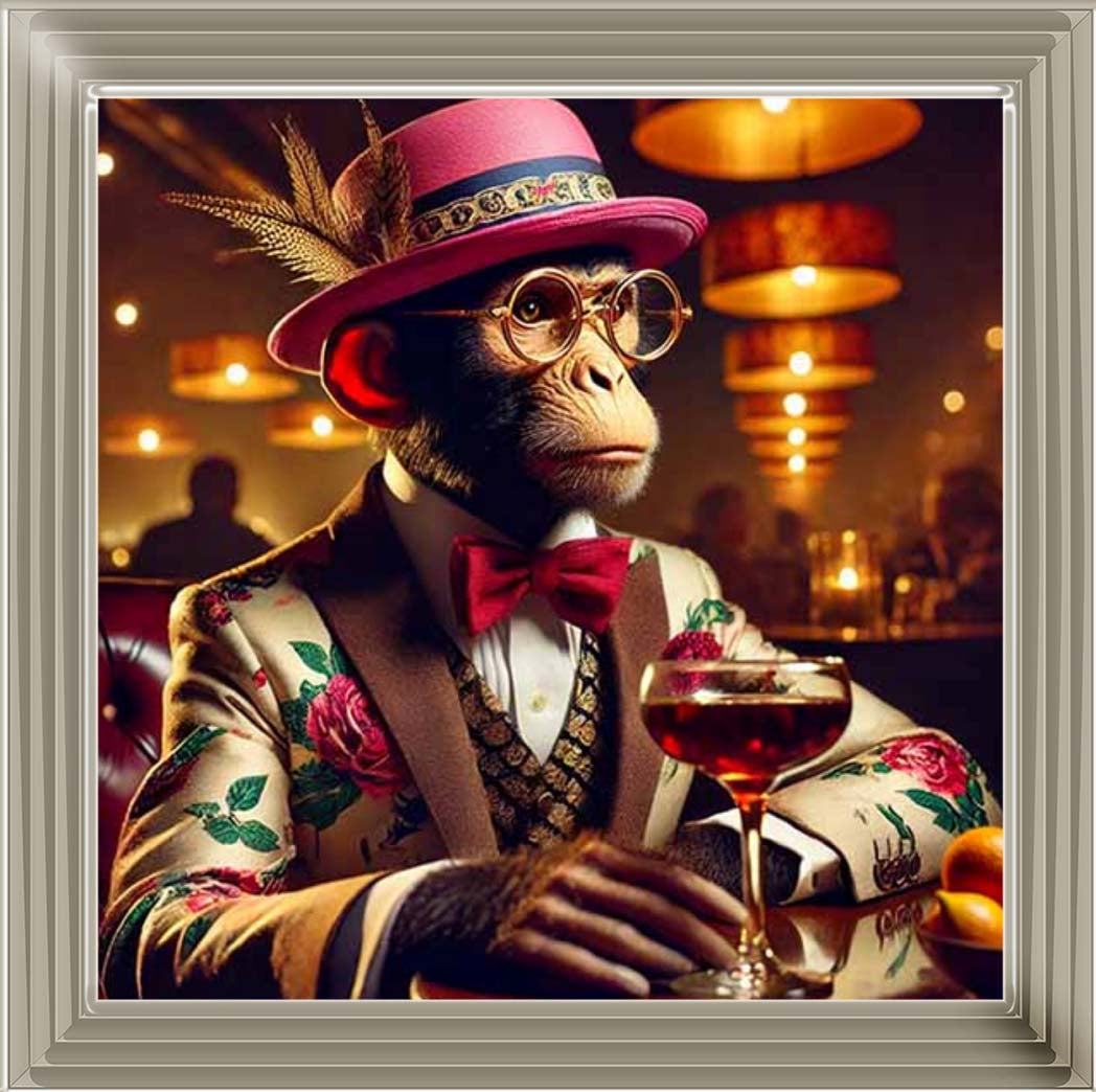 AN2324 Chimpanzee Drinking Wine