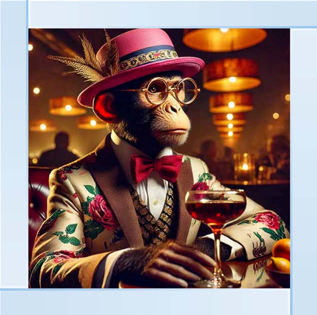 AN2324 Chimpanzee Drinking Wine