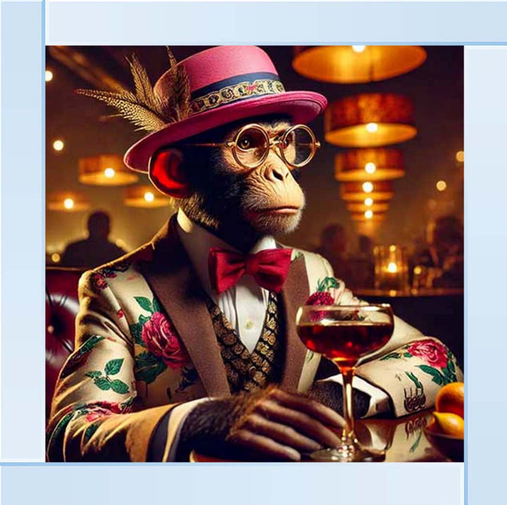 AN2324 Chimpanzee Drinking Wine