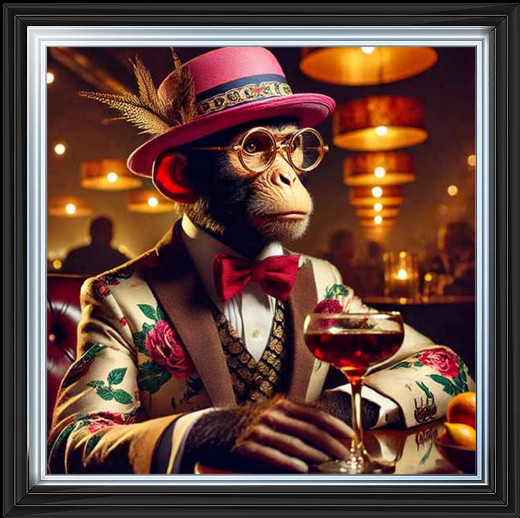 AN2324 Chimpanzee Drinking Wine