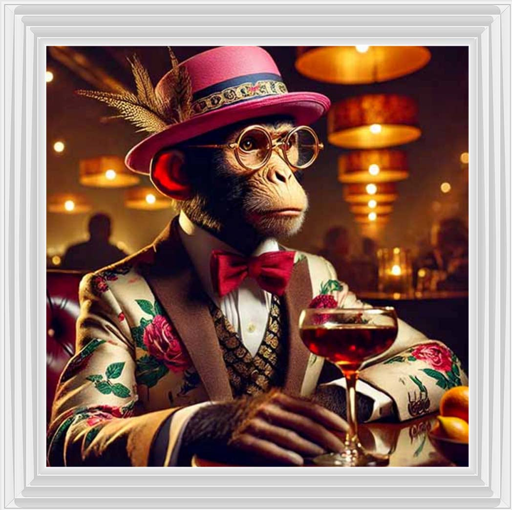 AN2324 Chimpanzee Drinking Wine