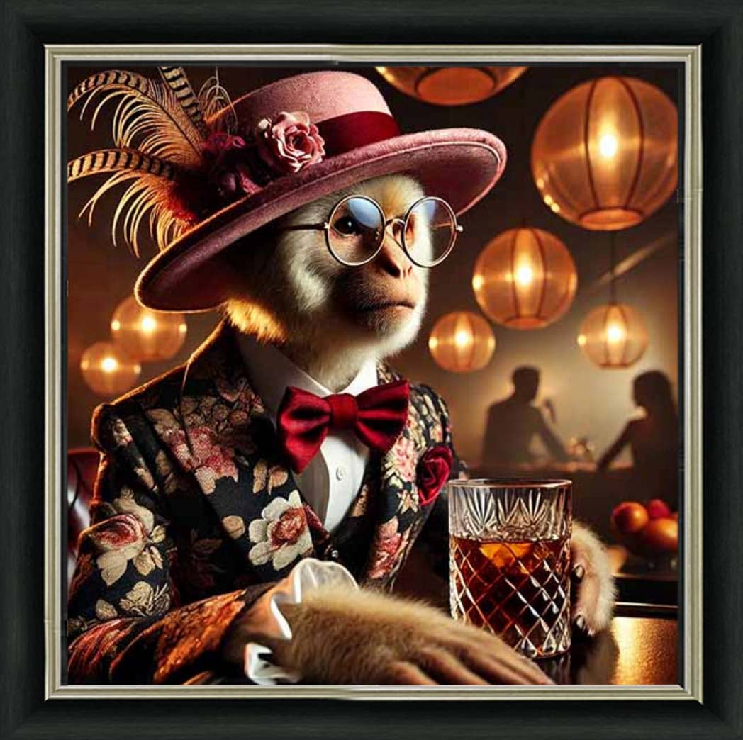 AN2325 Monkey Drinking Wine ||