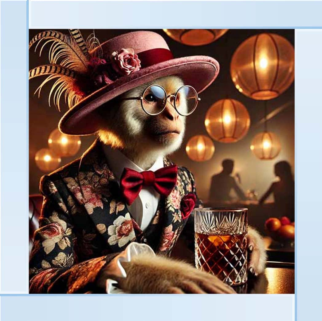 AN2325 Monkey Drinking Wine ||