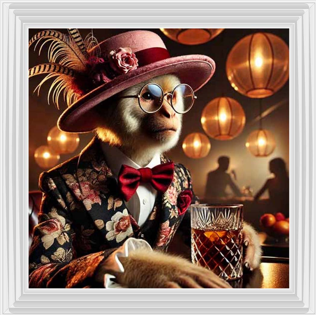 AN2325 Monkey Drinking Wine ||