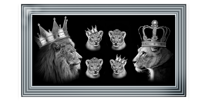 AN458 Lion Family Of 6 Silver