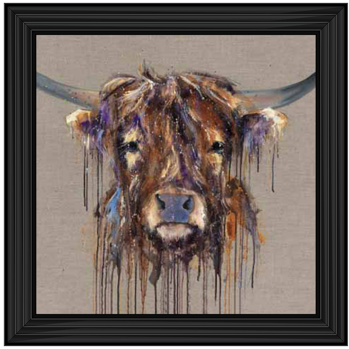 AN538 Highland Cow Colourful Drips
