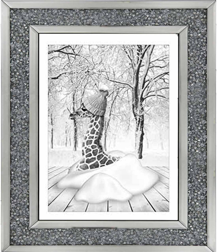 AN752-B&W Giraffe on Winter Snow l