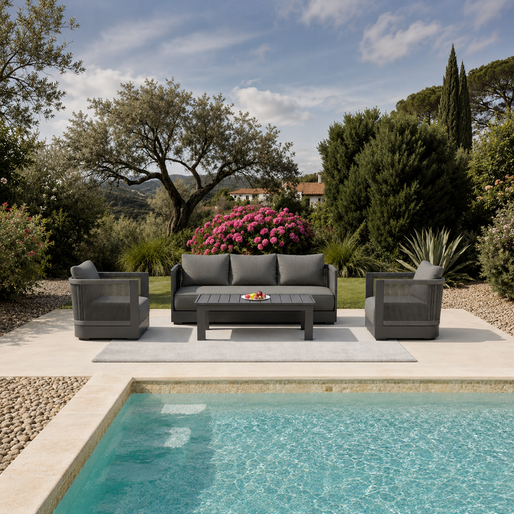 ALUXO® Ares Outdoor Lounge Set - Onyx - 5 Seater