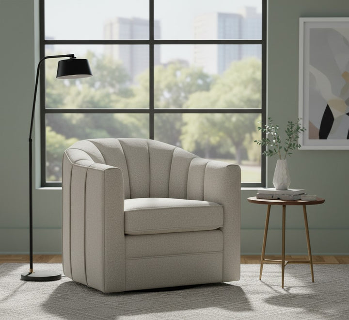 Lily Swivel Chair in Oatmeal Twill – Modern Versatility with Classic Charm
