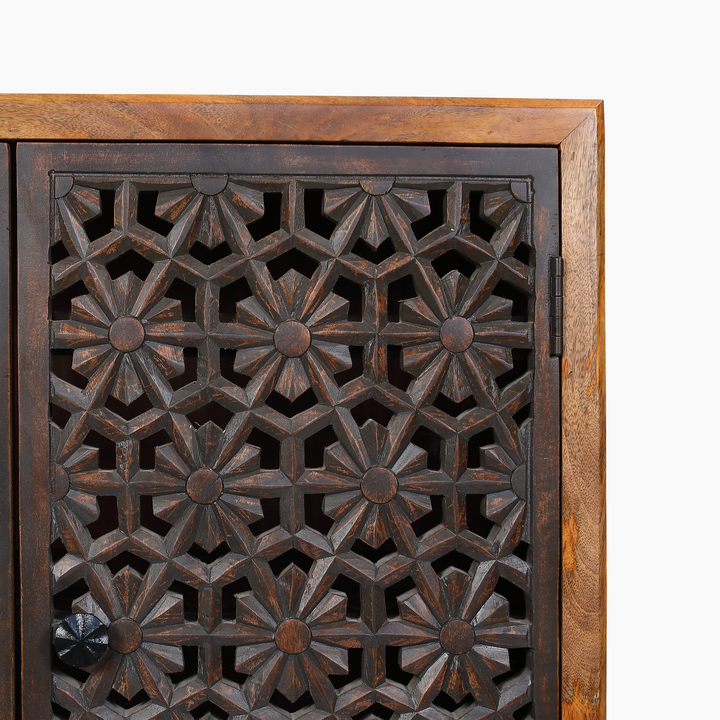 Zaayah Carved Wood Cabinet
