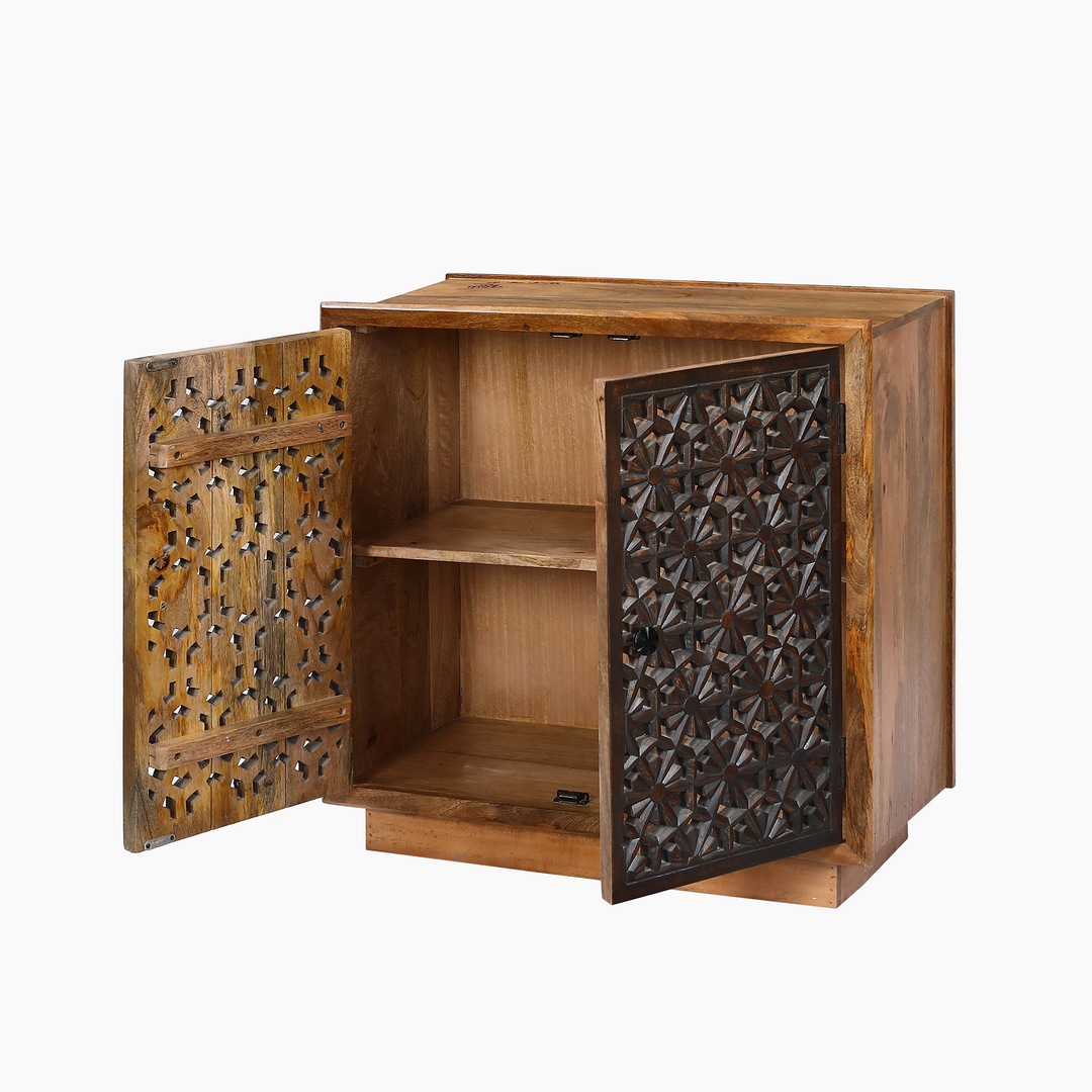 Zaayah Carved Wood Cabinet