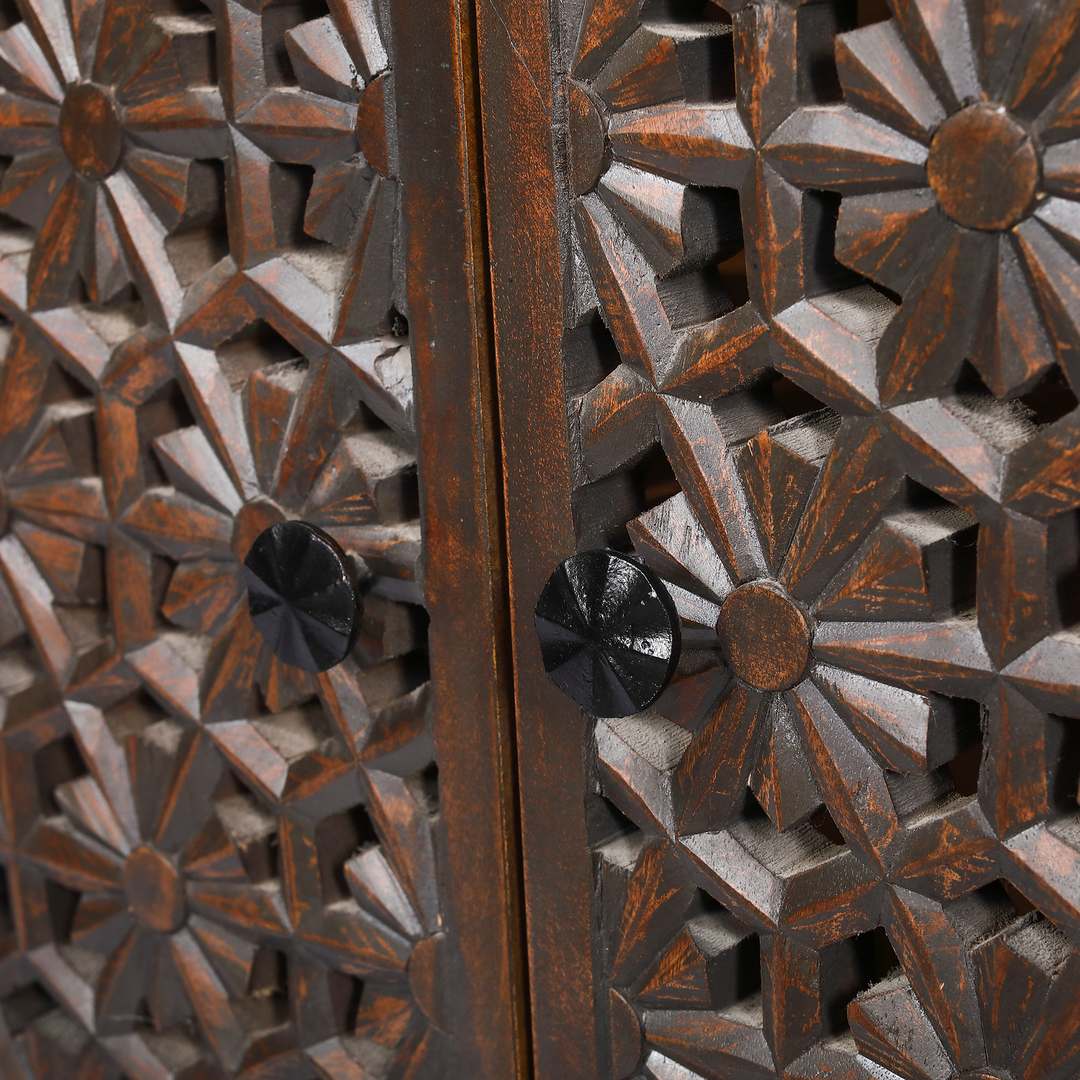 Zaayah Carved Wood Cabinet