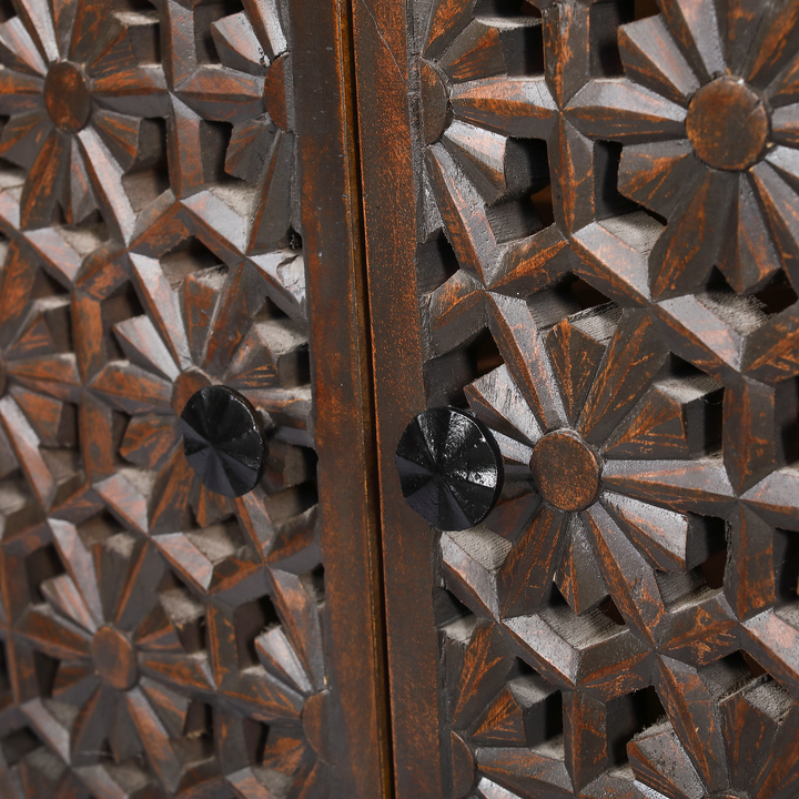 Zaayah Carved Wood Cabinet
