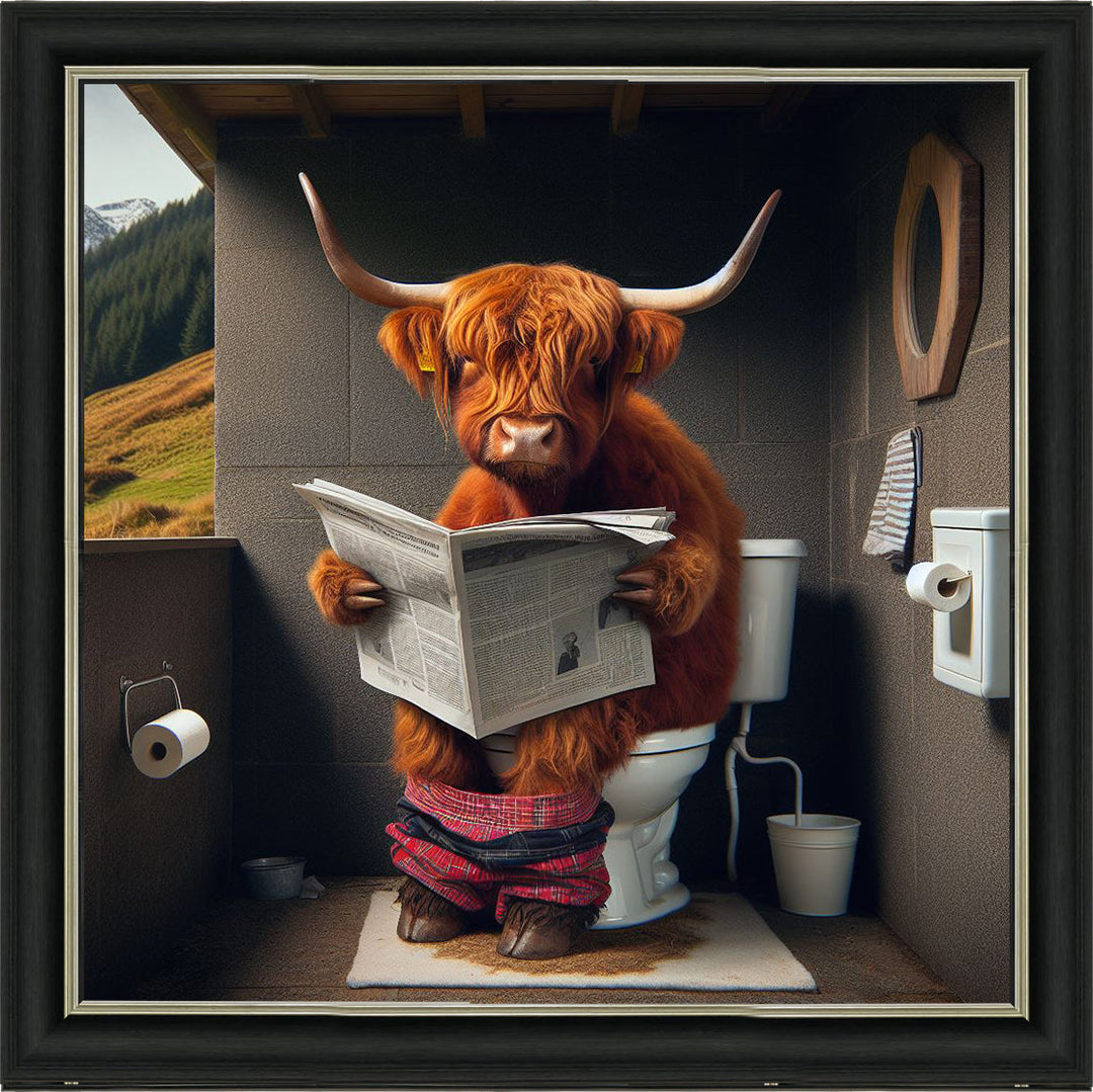 AN1118 HIGHLAND COW ON TOILET |||