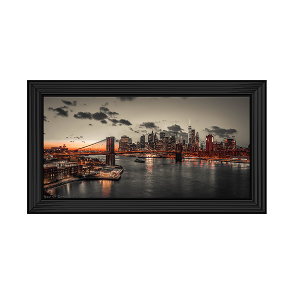CY059 Evening view of Lower Manhattan sky|skyline with Brooklyn bridge over East river