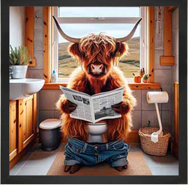 AN1095 40X40 MALE COW IN LAVATORY