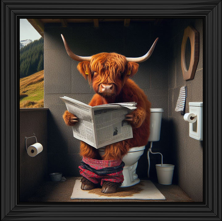 AN1118 HIGHLAND COW ON TOILET |||