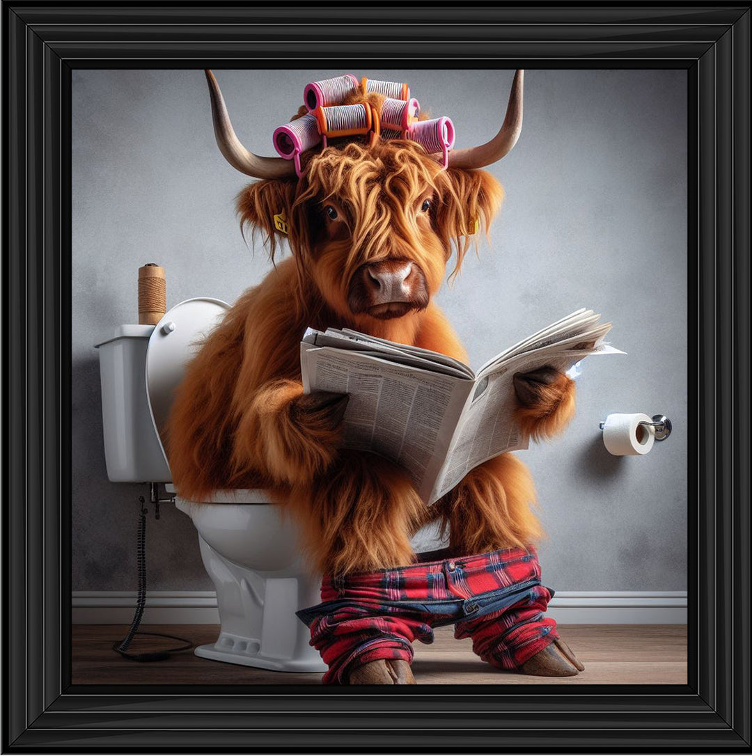AN1113 HIGHLAND COW ON TOILET |