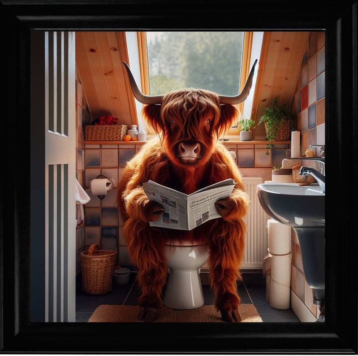 AN1115 HIGHLAND COW ON TOILET ||