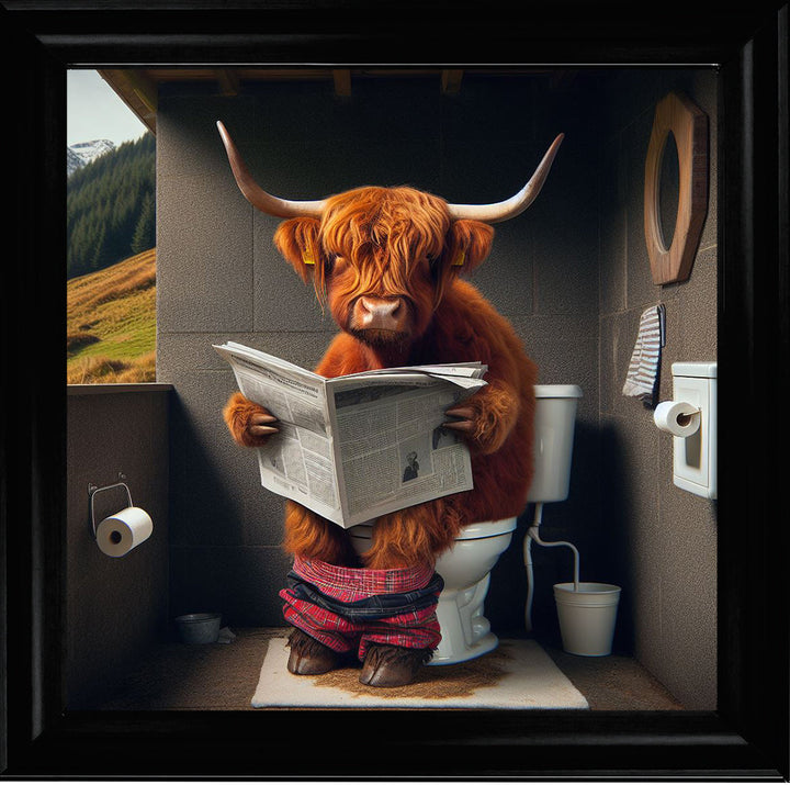 AN1118 HIGHLAND COW ON TOILET |||