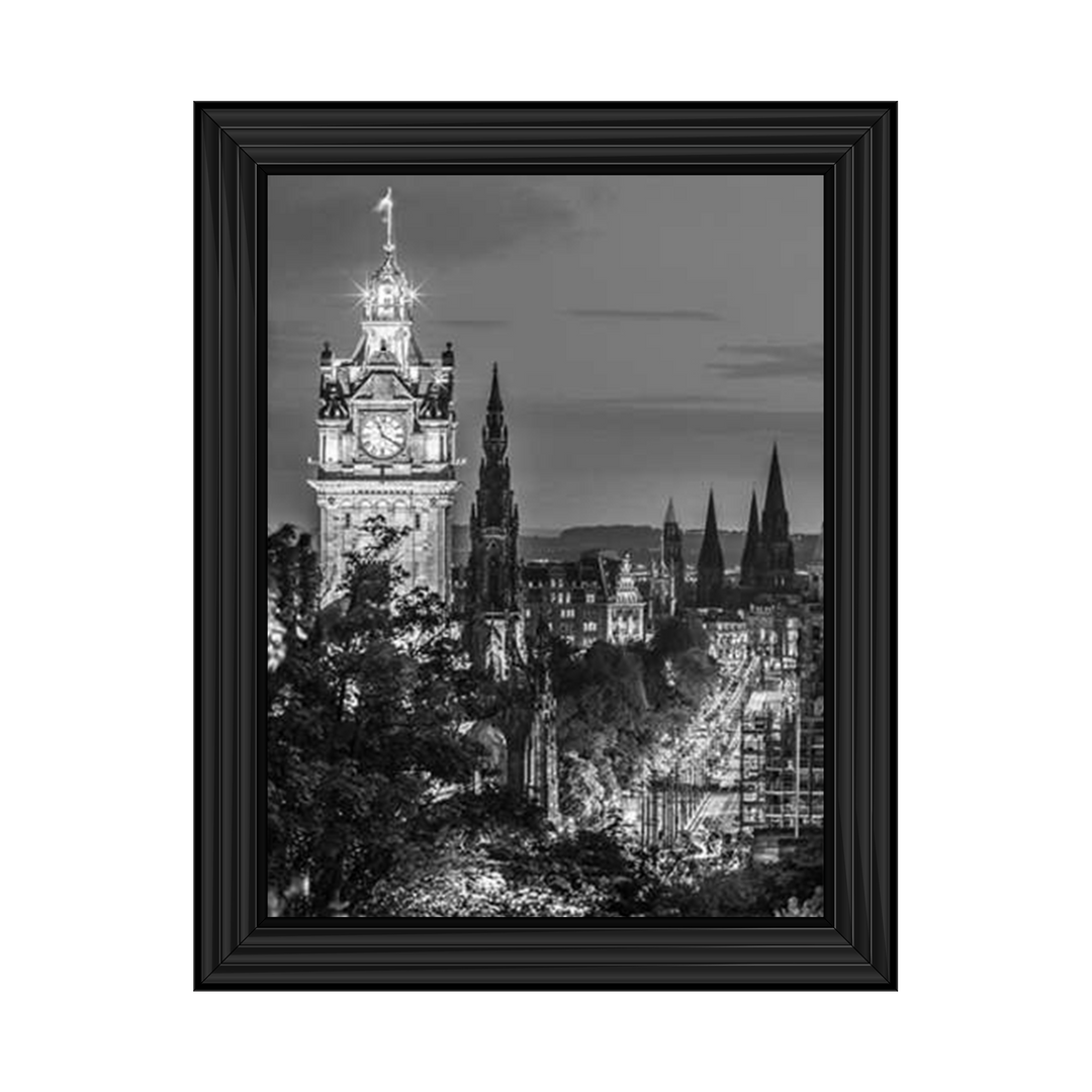 Princess Street and the Balmoral Hotel and night, Edinbrugh, Scotland, Assaf Frank