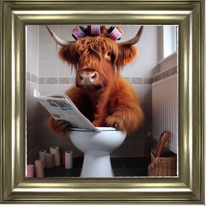 AN1136 HIGHLAND COW ON TOILET