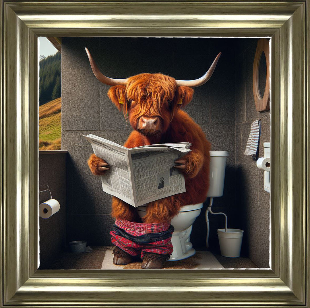 AN1118 HIGHLAND COW ON TOILET |||