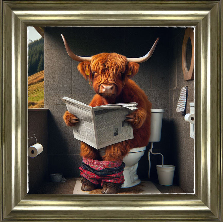 AN1118 HIGHLAND COW ON TOILET |||