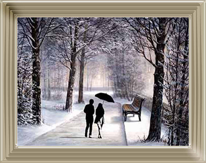 FG742 Couple Walking on Snow