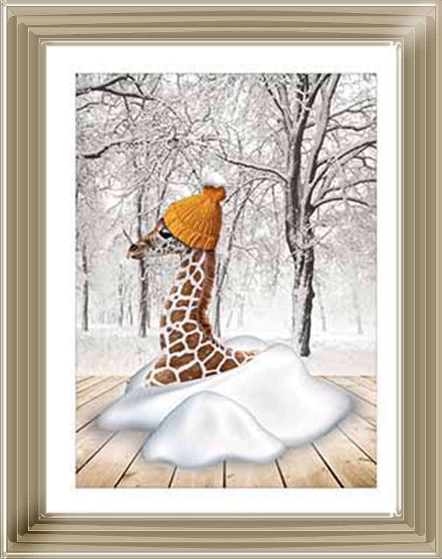 AN752-C Giraffe on Winter Snow ll