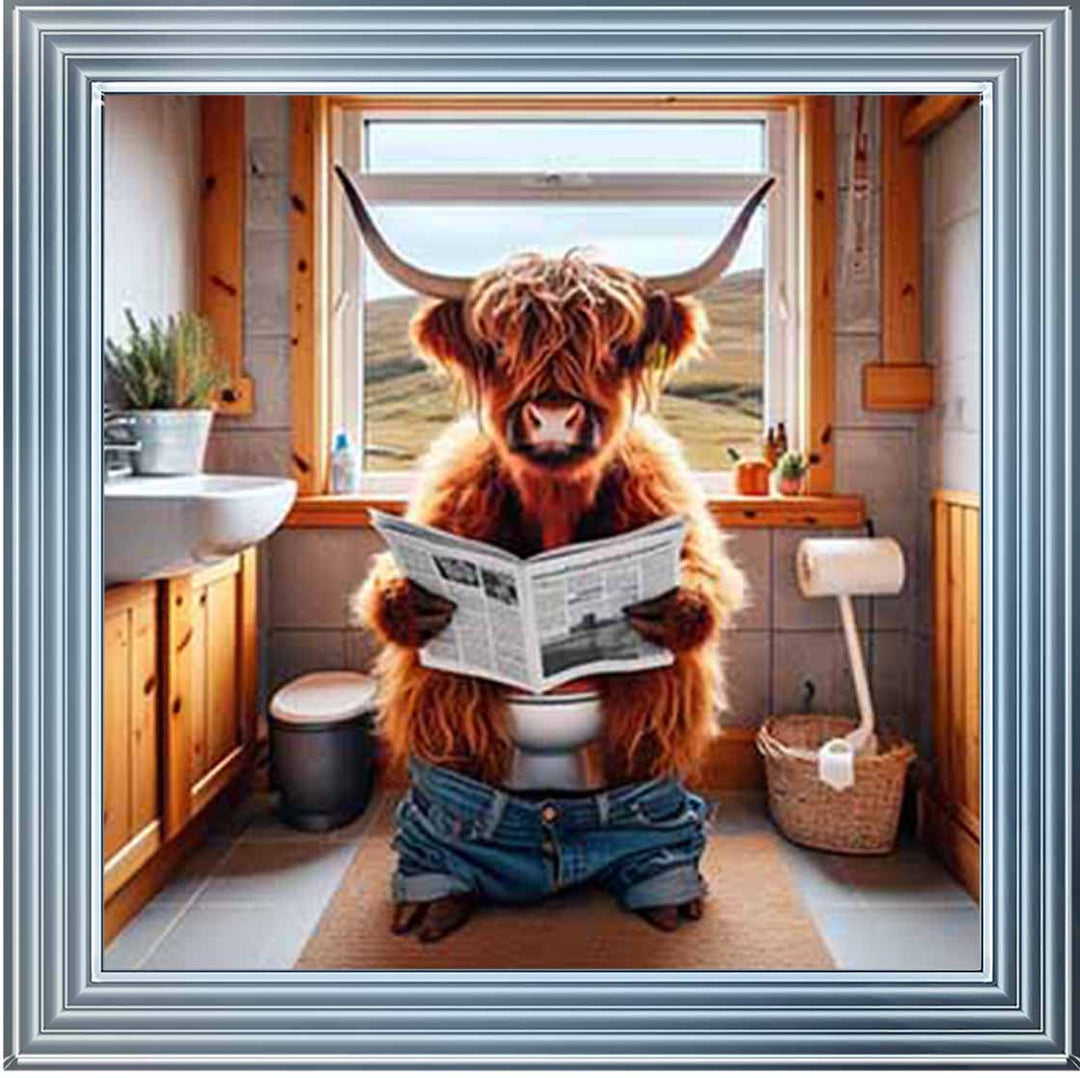 AN1095 40X40 MALE COW IN LAVATORY