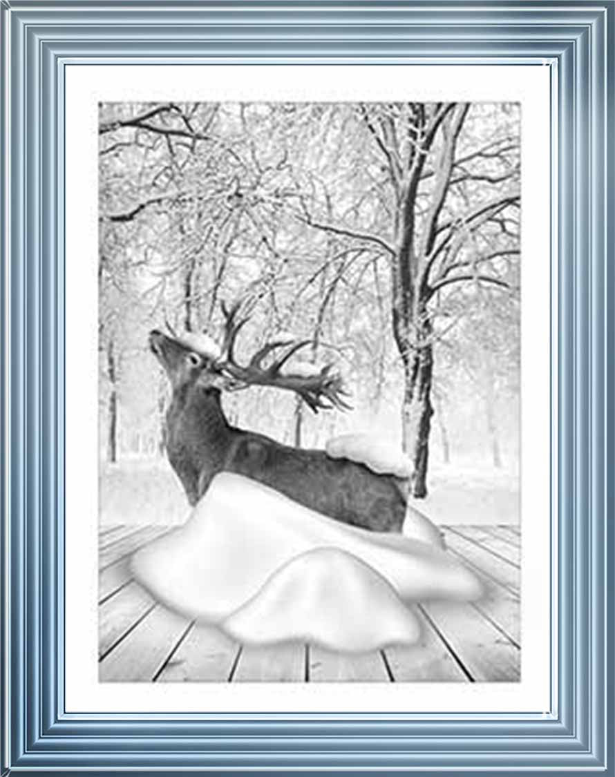 AN749-B&W Dear on Winter Snow l