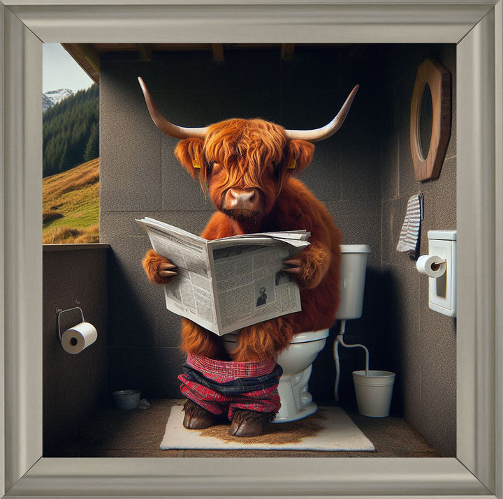 AN1118 HIGHLAND COW ON TOILET |||