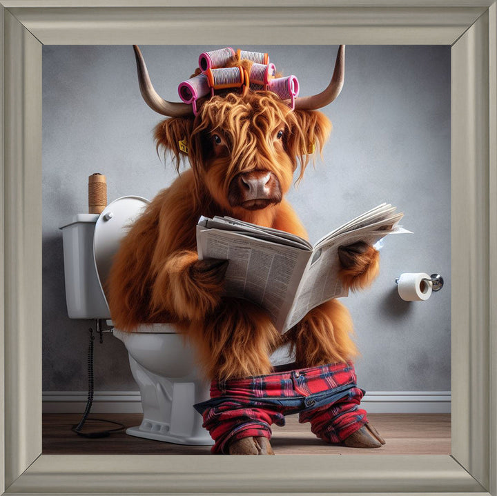 AN1113 HIGHLAND COW ON TOILET |