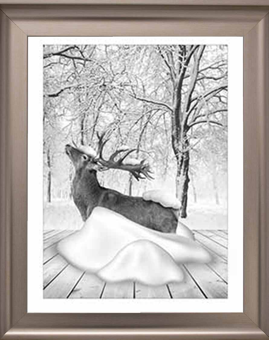 AN749-B&W Dear on Winter Snow l