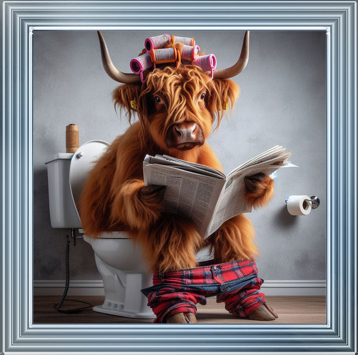 AN1113 HIGHLAND COW ON TOILET |