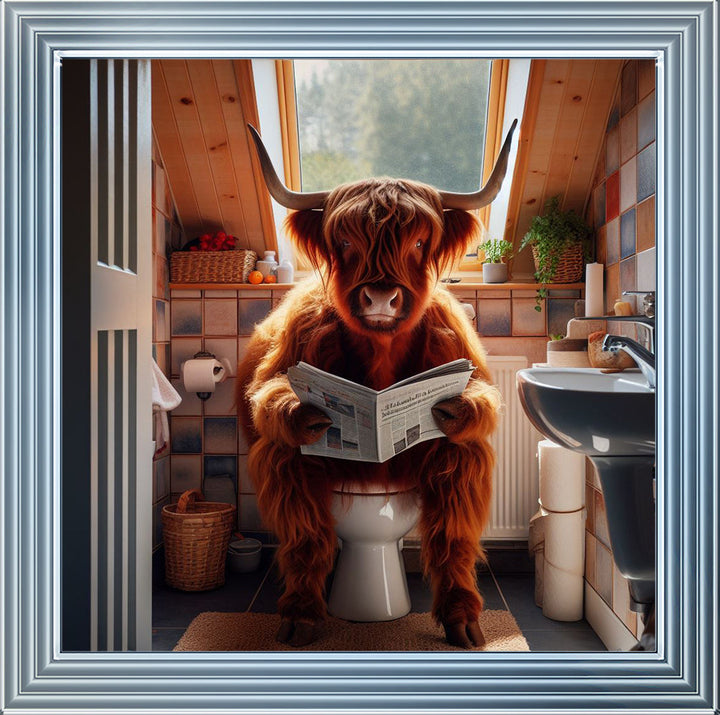 AN1115 HIGHLAND COW ON TOILET ||