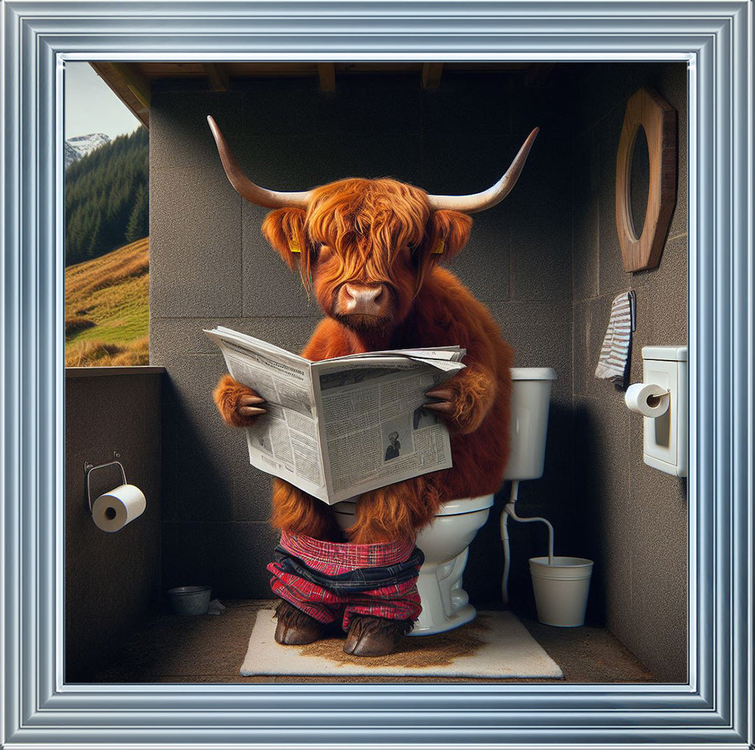 AN1118 HIGHLAND COW ON TOILET |||