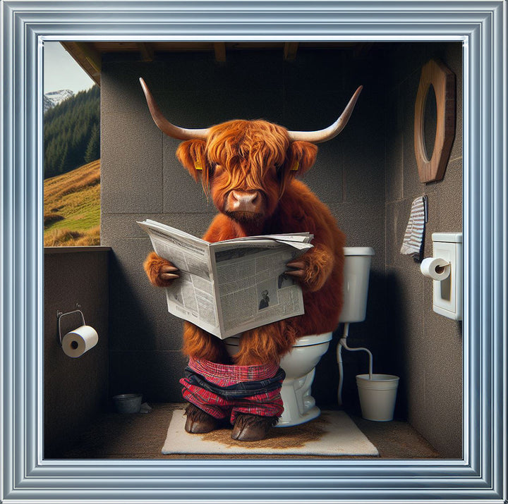 AN1118 HIGHLAND COW ON TOILET |||