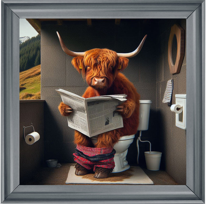 AN1118 HIGHLAND COW ON TOILET |||