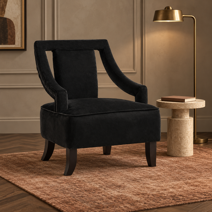 Cavelle Black Velvet Chair