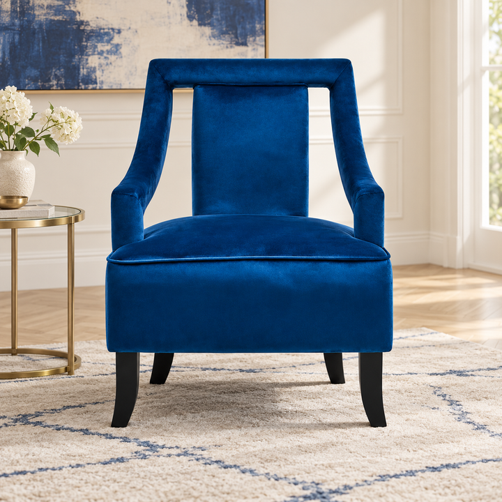 Cavelle Midnight Blue Velvet Chair