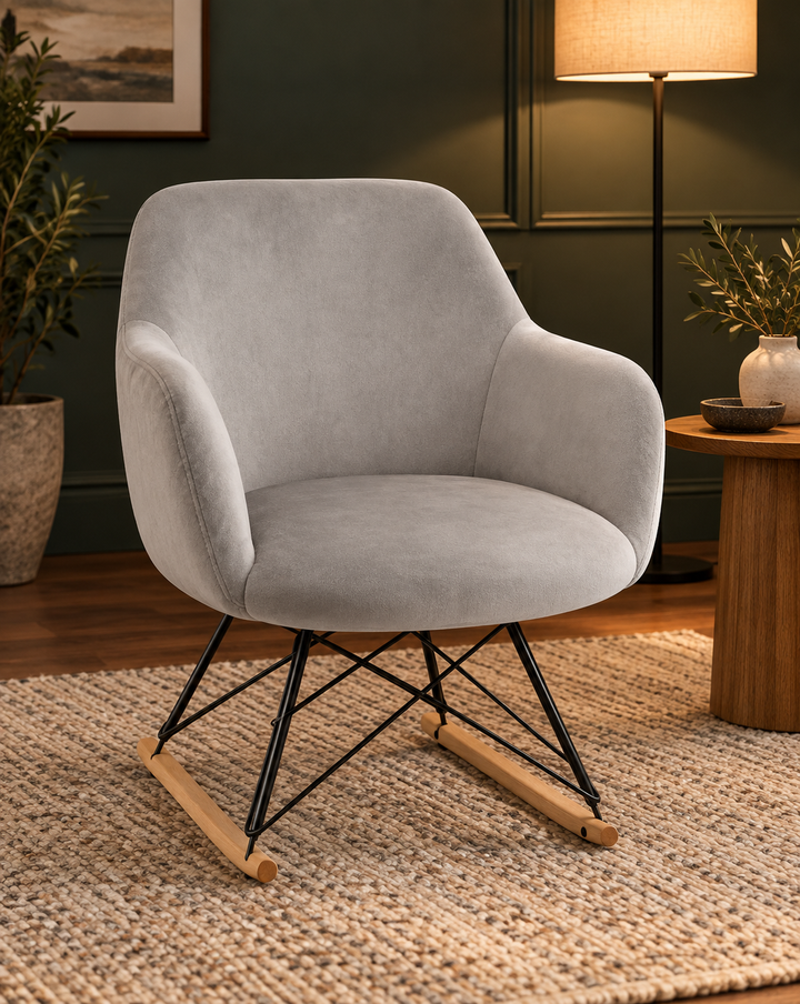 Fresco Small Rocking Chair – Grey Velvet