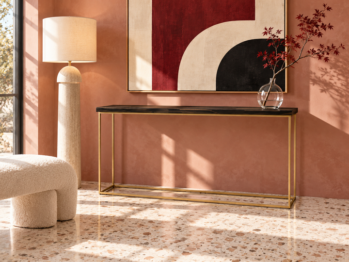 Beaconsfield Black & Gold Console Table – Luxury Contemporary Hallway Table