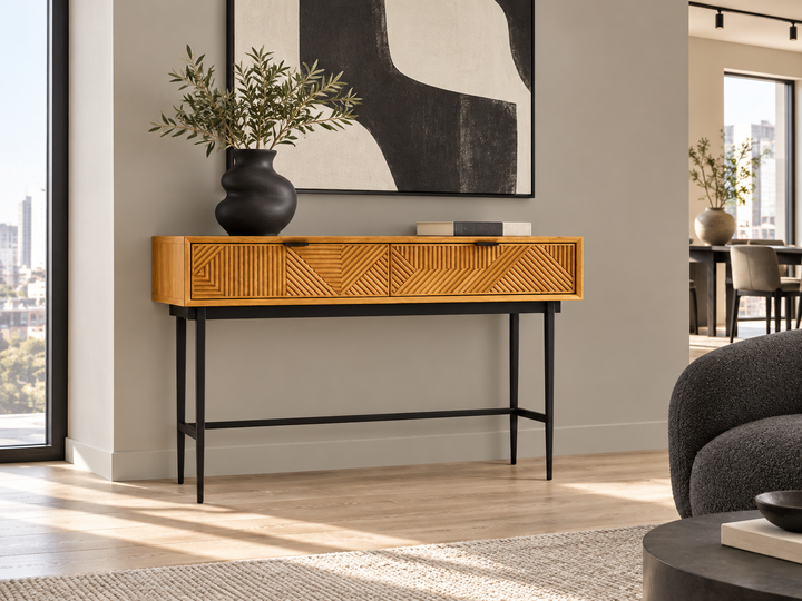 Tunbridge Natural Wood Console Table – Timeless Contemporary Hallway Table