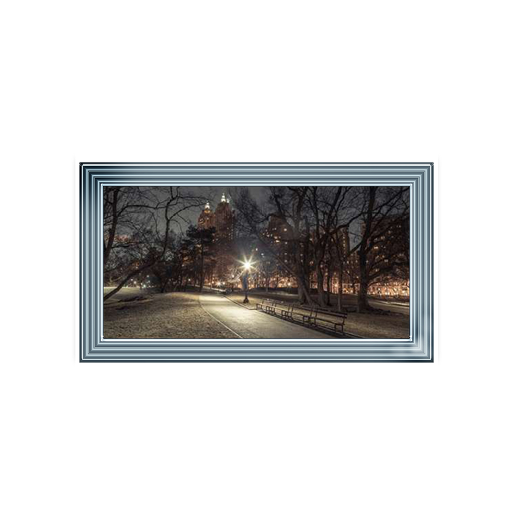 Path in cental park at night, winter, snow, New York. Assaf Frank